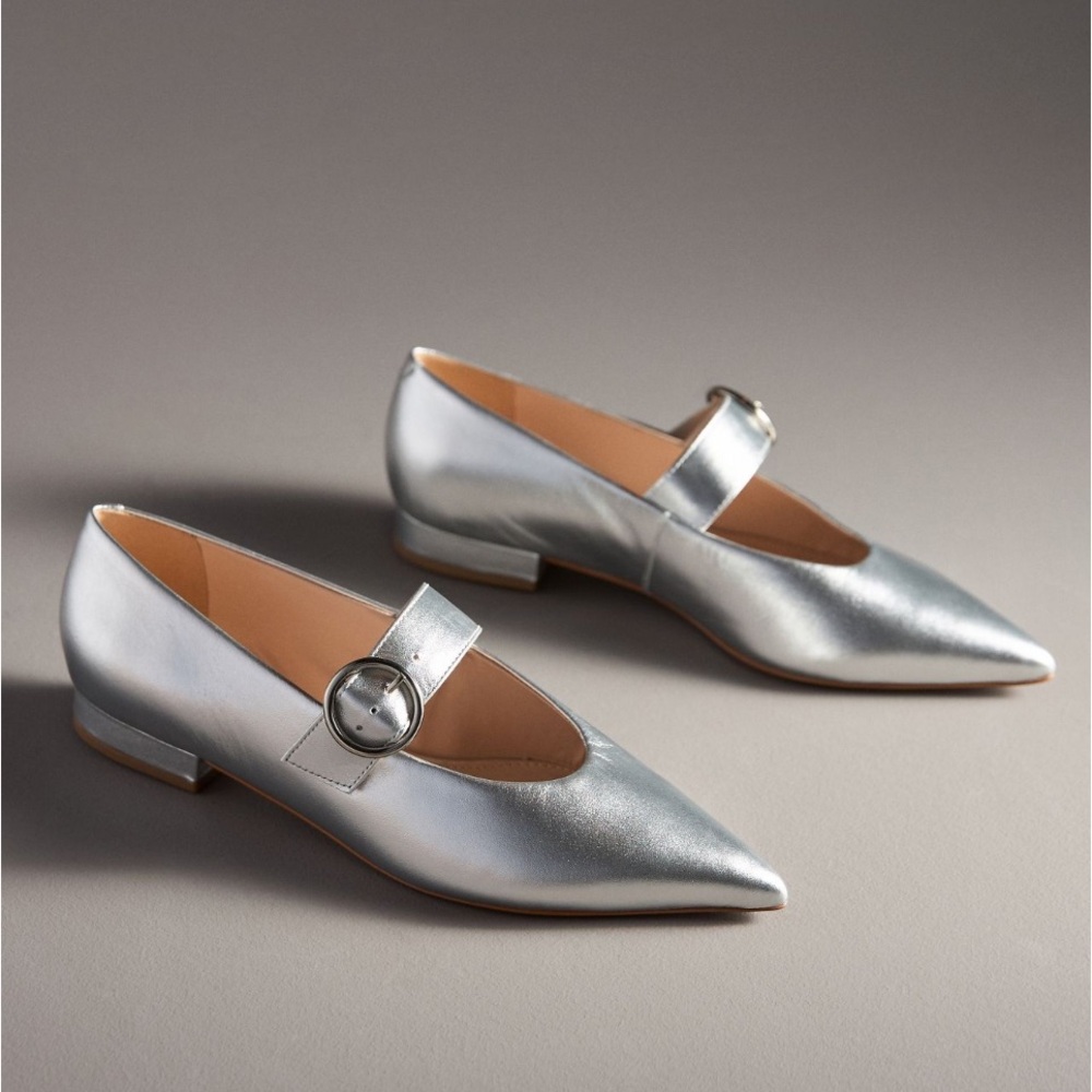 Silver Women's Mary Jane Flats
